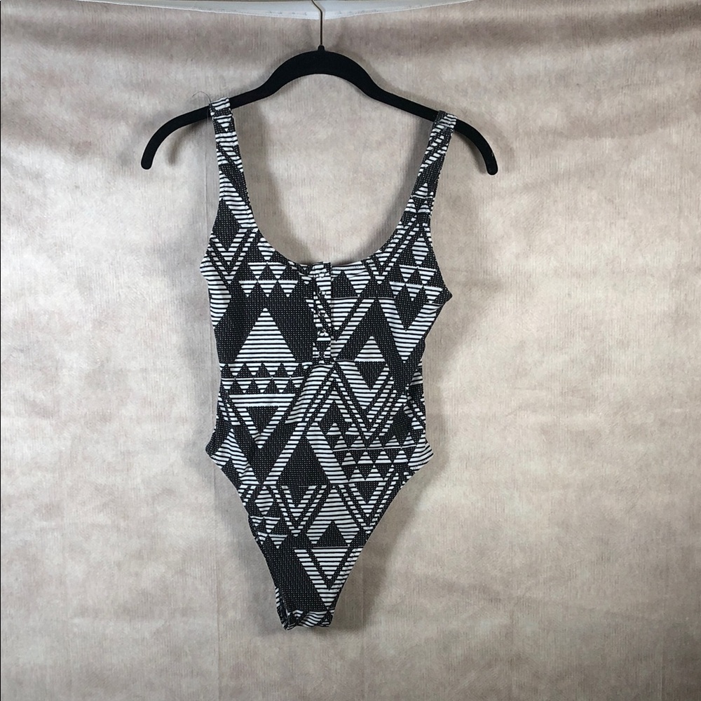 aerie Black and White Geometric One-Piece Swimsuit